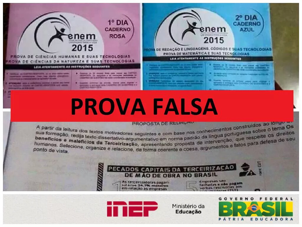 Fotos dos cadernos rosa e vermelho. Segundo o MEC, são falsas.